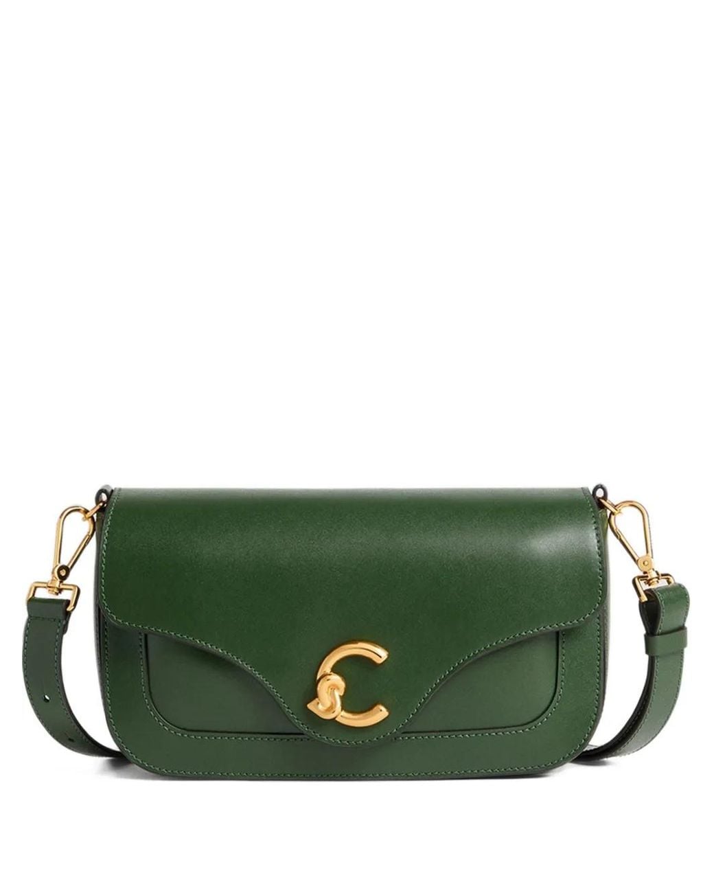 Coccinelle Green Medium C-Me Logo-Plaque Leather Shoulder Bag