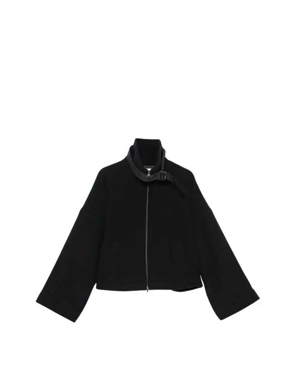 Co.Go Black Buckle-Collar Zip-Up Jacket