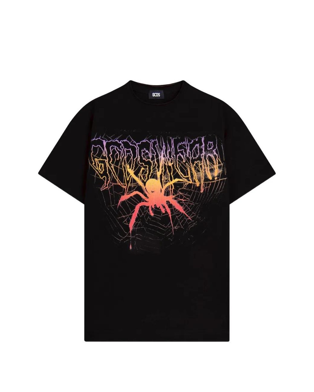 Gcds Black Graphic-Print Cropped T-Shirt for men