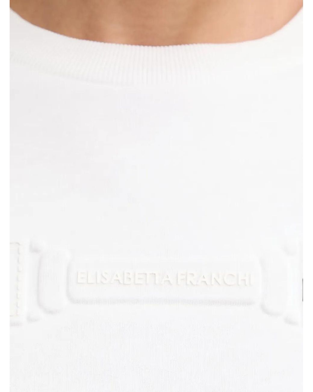 Elisabetta Franchi White Embossed-Logo Sweatshirt