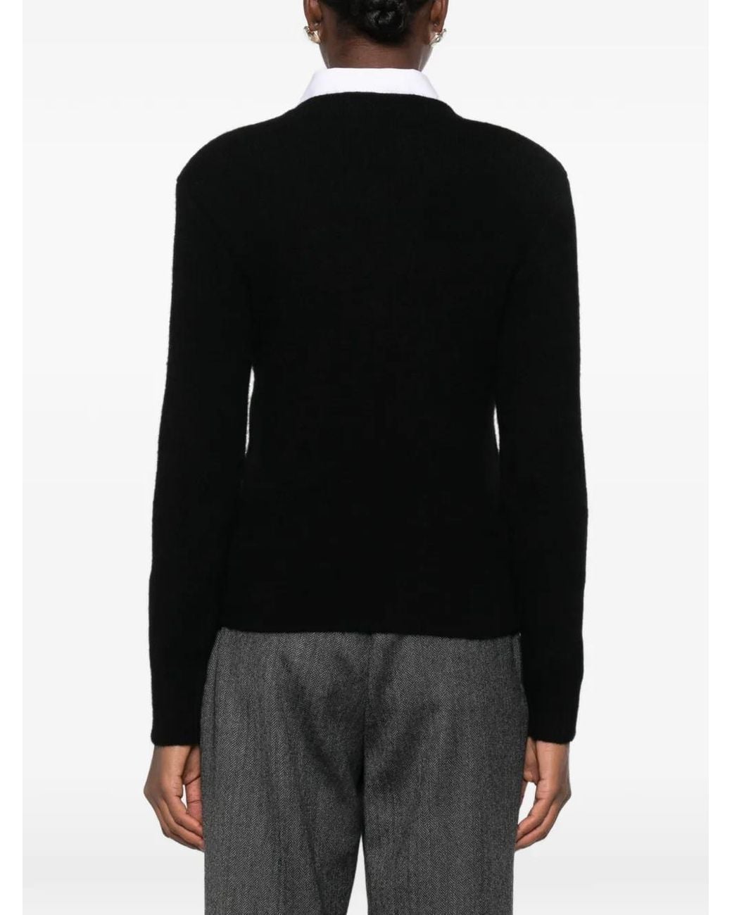 Totême Black Structured Crew-Neck Sweater