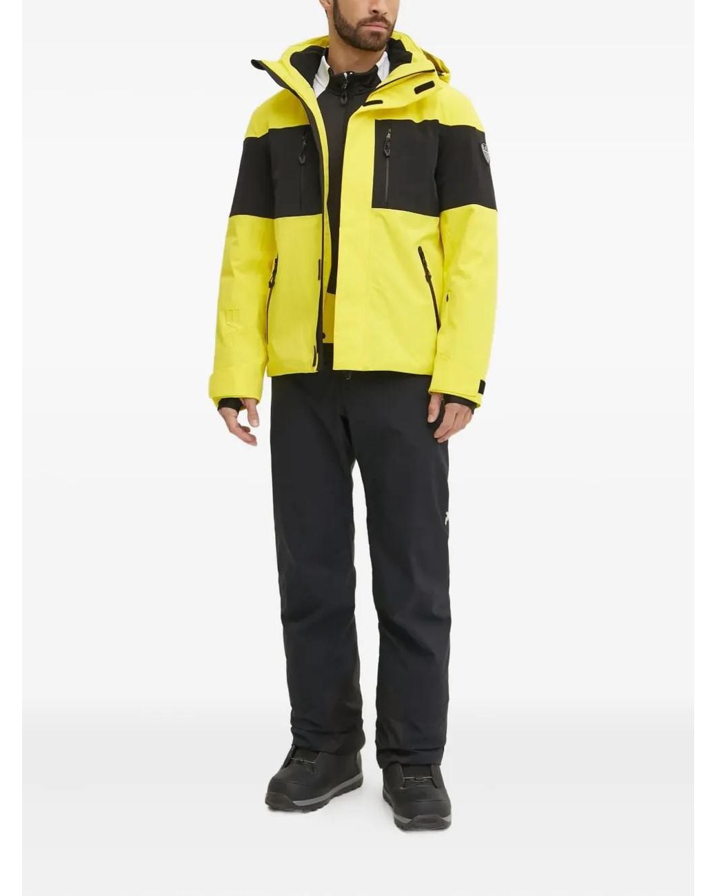 EA7 Yellow Panelled Hooded Performance Jacket for men
