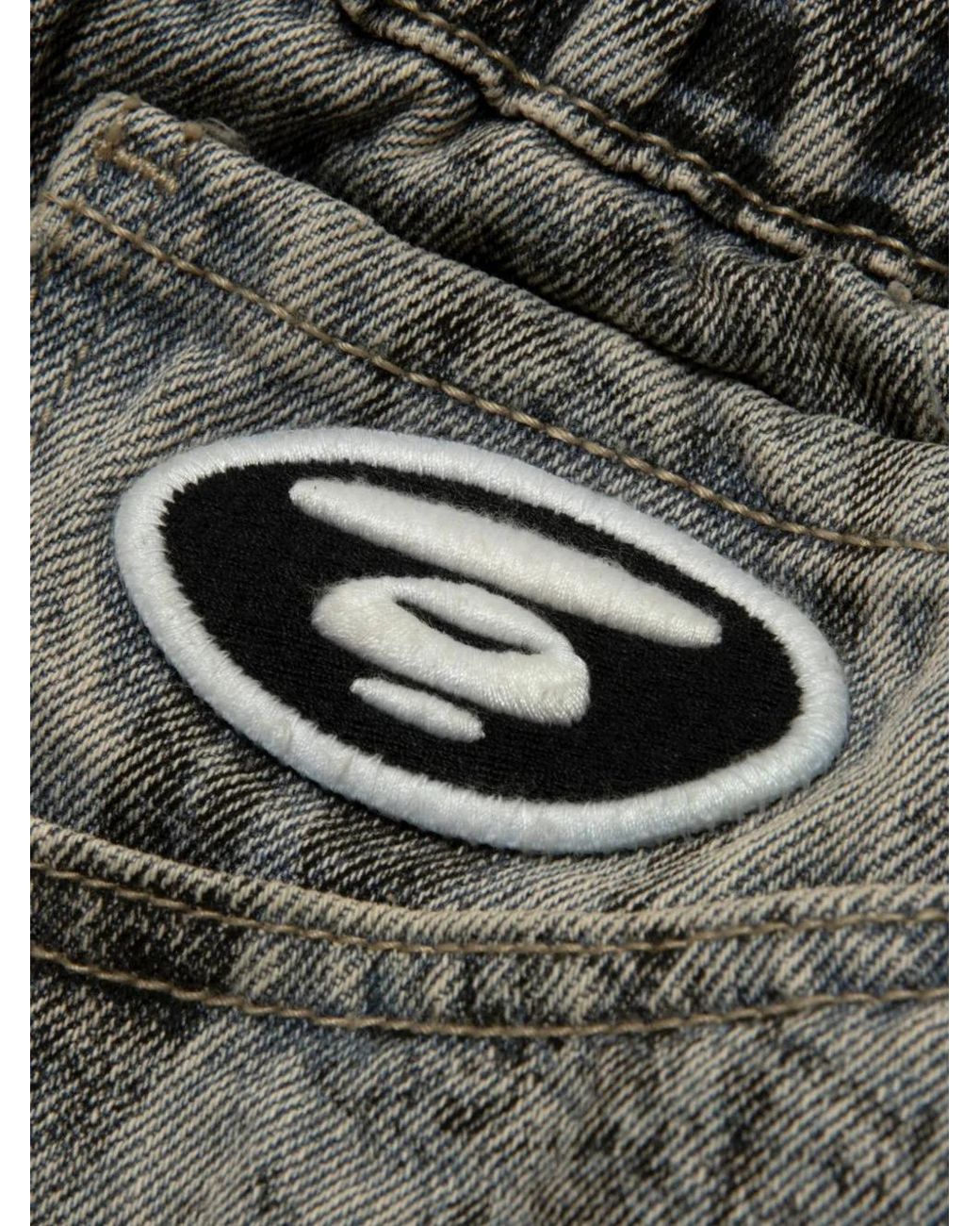 Aape By A Bathing Ape Gray Logo-Patch Printed Trousers for men