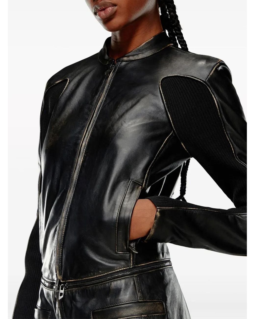 DIESEL Black L-Tot Leather Maxi Dress