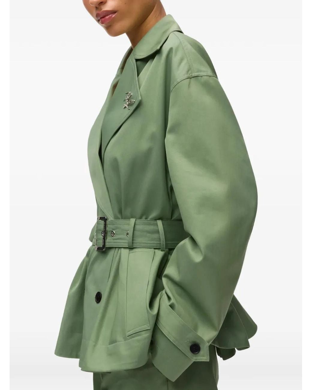 Karl Lagerfeld Green Short Trench Jacket