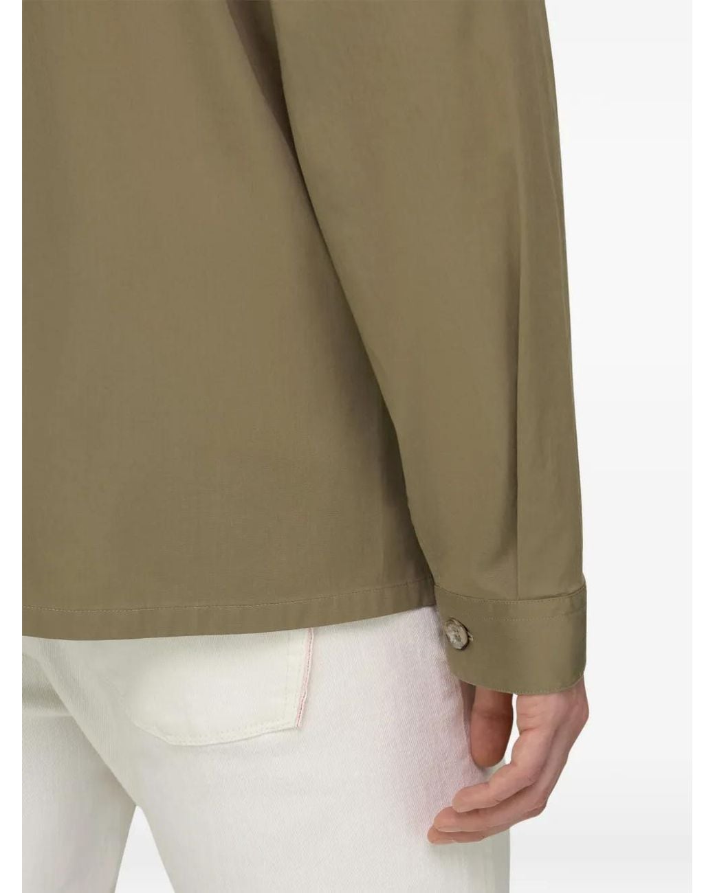 Boggi Green Cotton And Tencel Overshirt for men