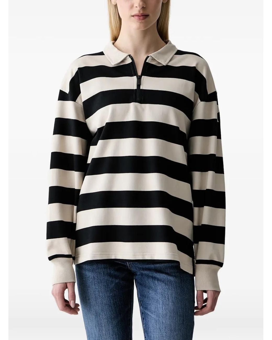 Adidas Black Striped Quarter-Zip Polo Shirt