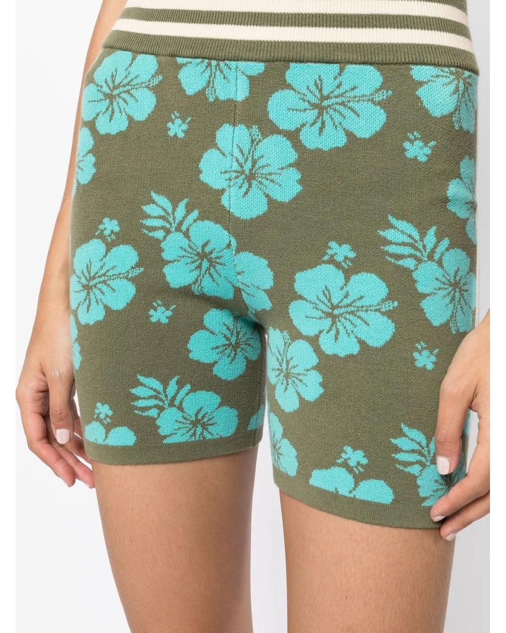 The Upside Green Aloha-Knit Spin Shorts