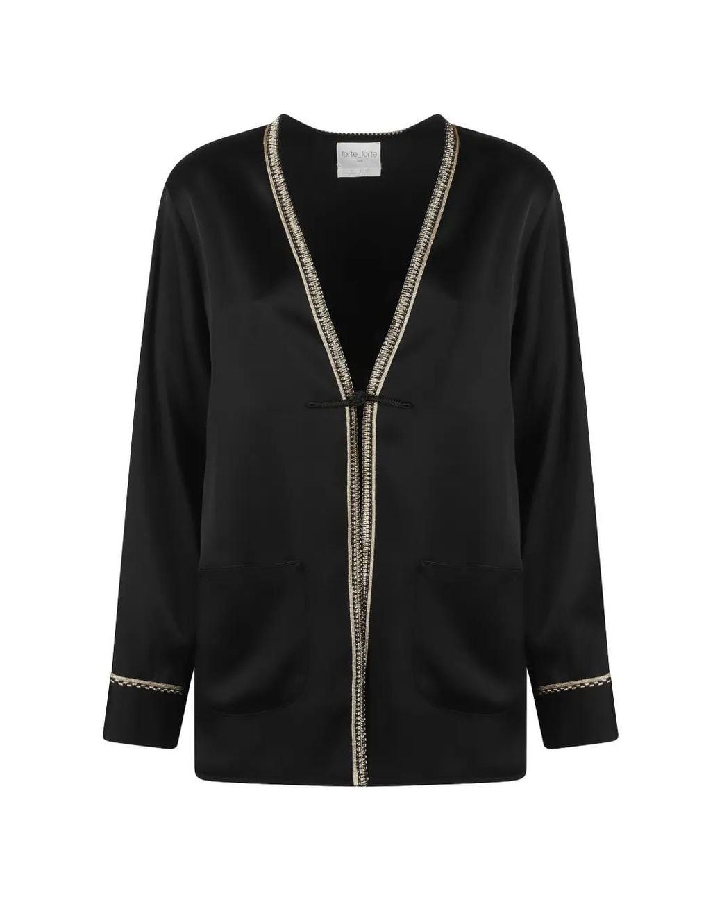 Forte_forte Black Crystal-Embellishment Jacket