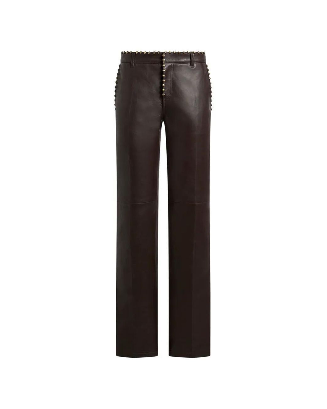 Etro Black Leather Trousers With Studs