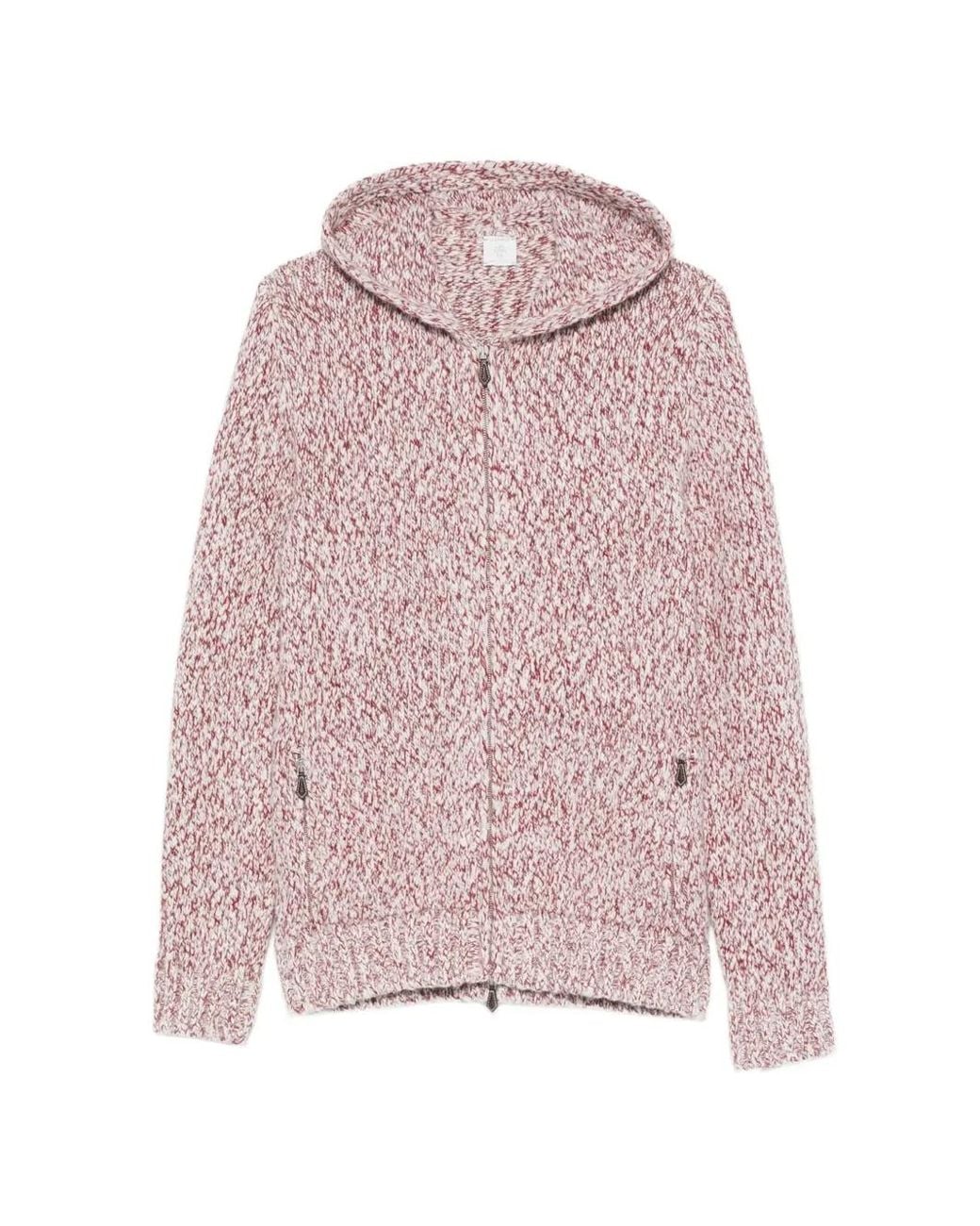Eleventy Pink Zip-Up Hood Cardigan for men