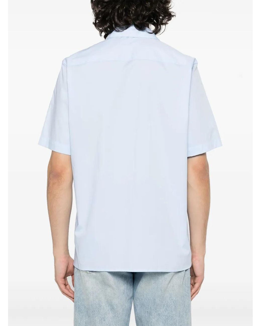 Calvin Klein White Monogram-Embroidered Cotton Shirt for men