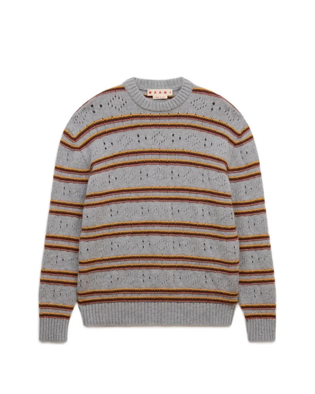 Marni Gray Cashmere Open-Knit Sweater for men