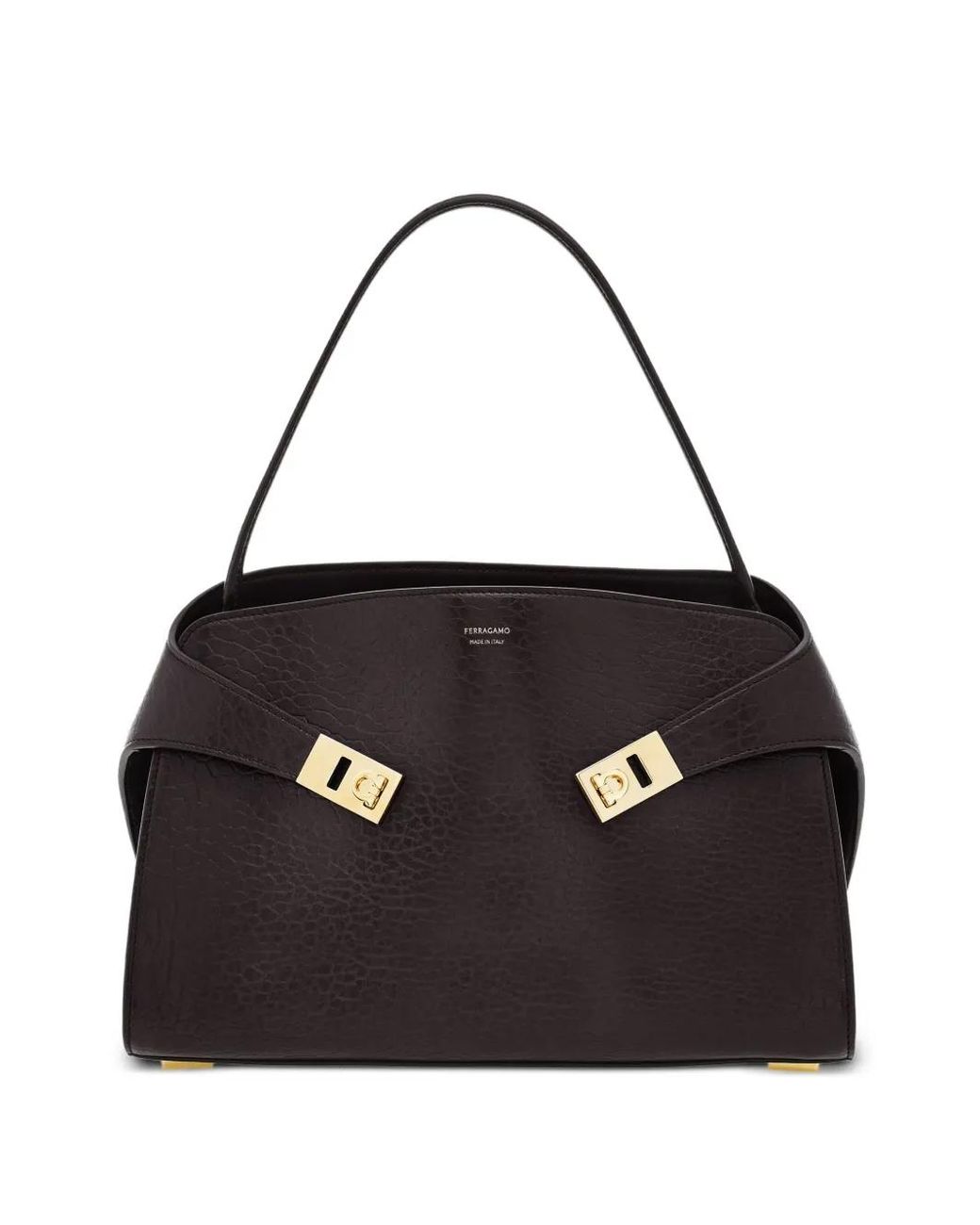 Ferragamo Black Medium Hug Gancini-Buckles Shoulder Bag
