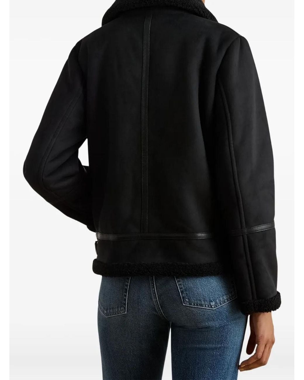 Ralph Lauren Black Shearling Zip-Up Jacket