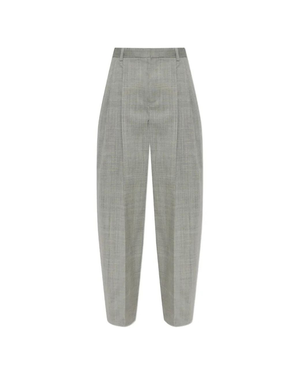 Alexander Wang Gray Mid-Rise Pleated Zip-Pockets Wool Trousers