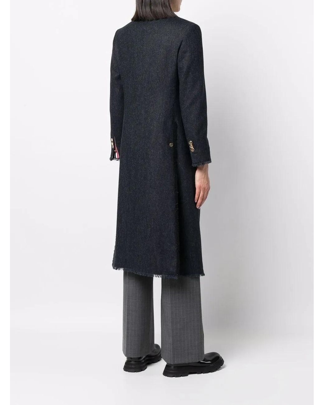 Thom Browne Black Tweed Single-Breasted Coat