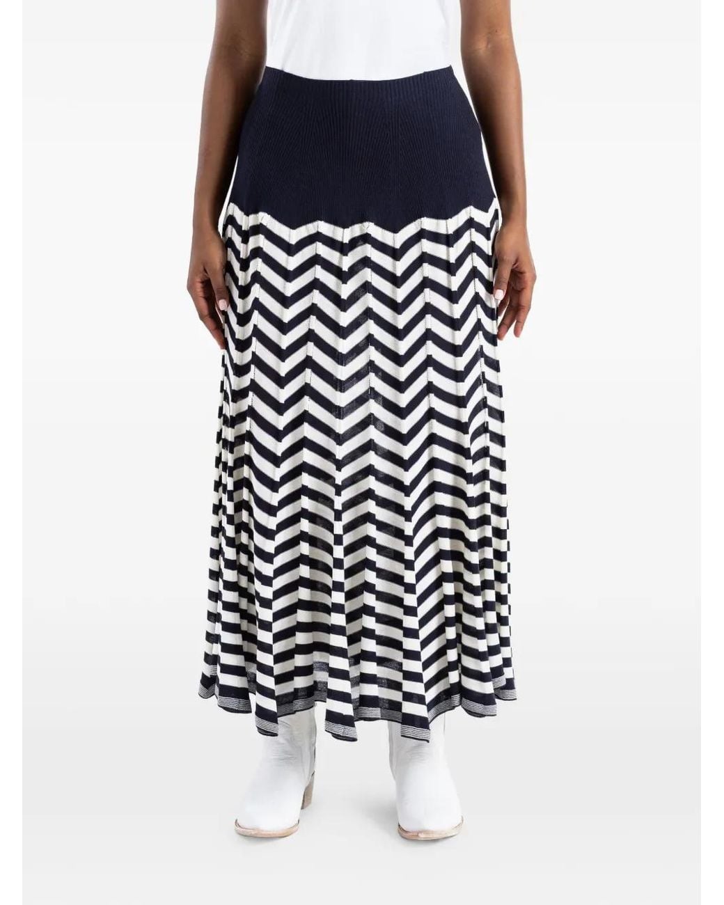 Junya Watanabe Black Chevron-Knit Ribbed-Waistband Skirt