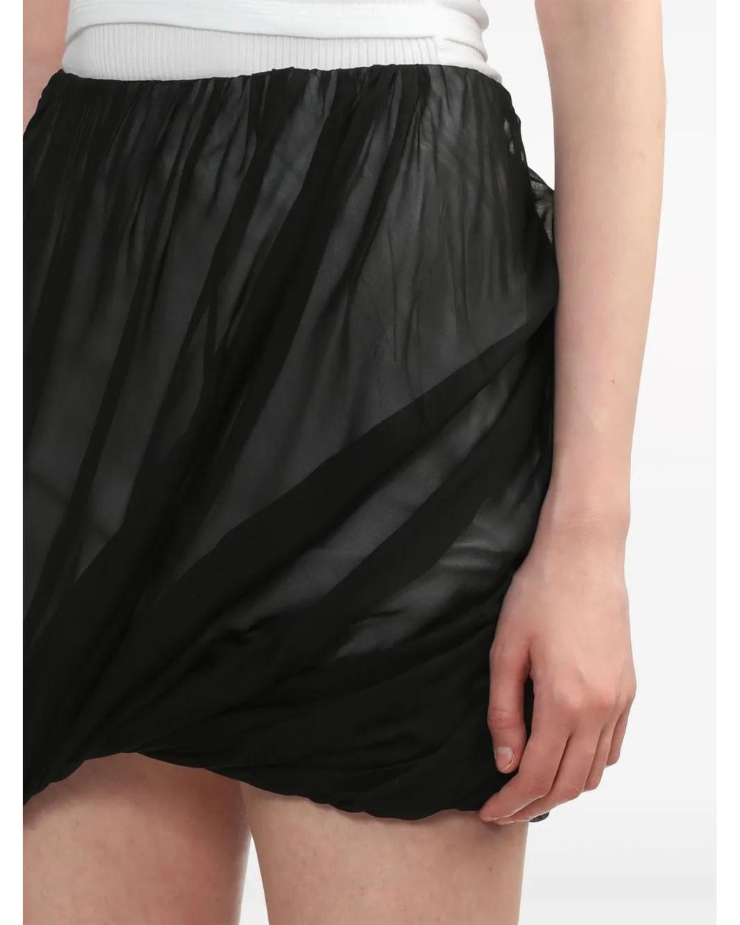 Helmut Lang Black Bubble Gathered Miniskirt