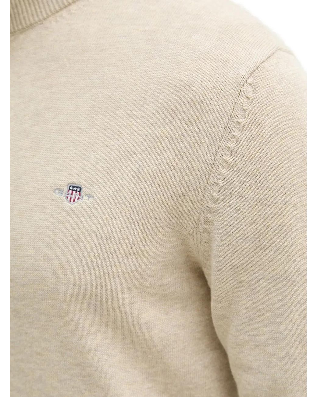 Gant Natural Zip-Up Embroidered-Logo Sweater for men