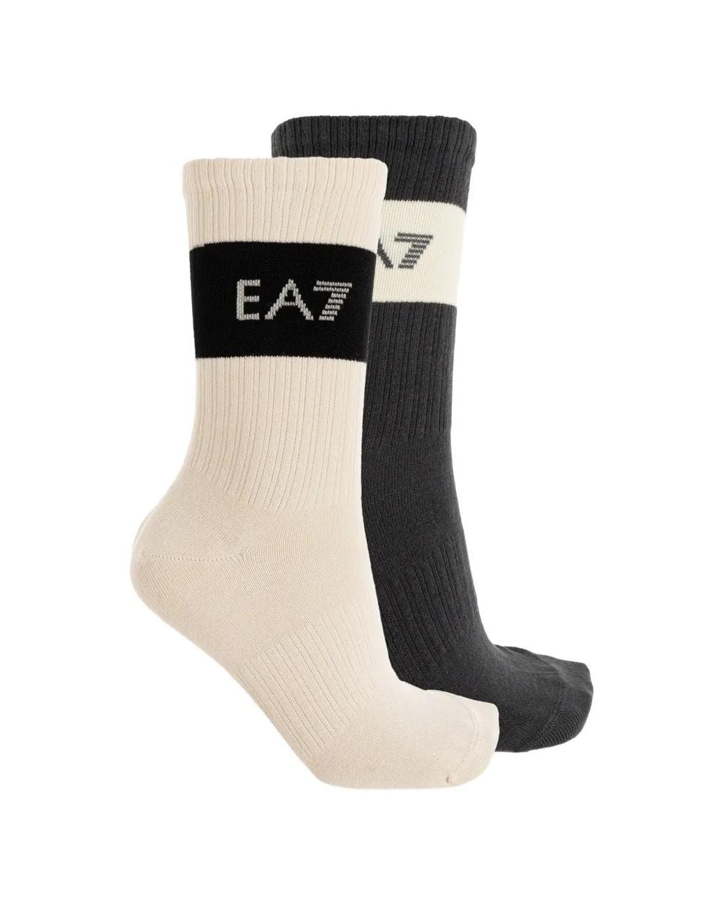 EA7 White Tennis Pro Logo-Print Ribbed Socks (Set Of Two)