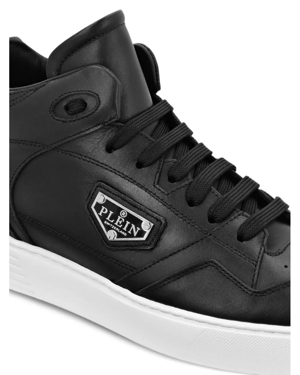 Philipp Plein Black Leather Hi-Top Sneakers