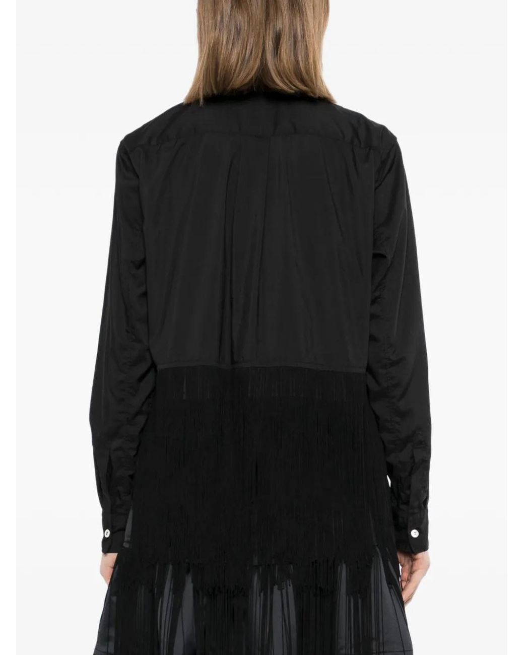 COMME DES GARÇON BLACK Black Fringe-Trimmed Tiered Shirt