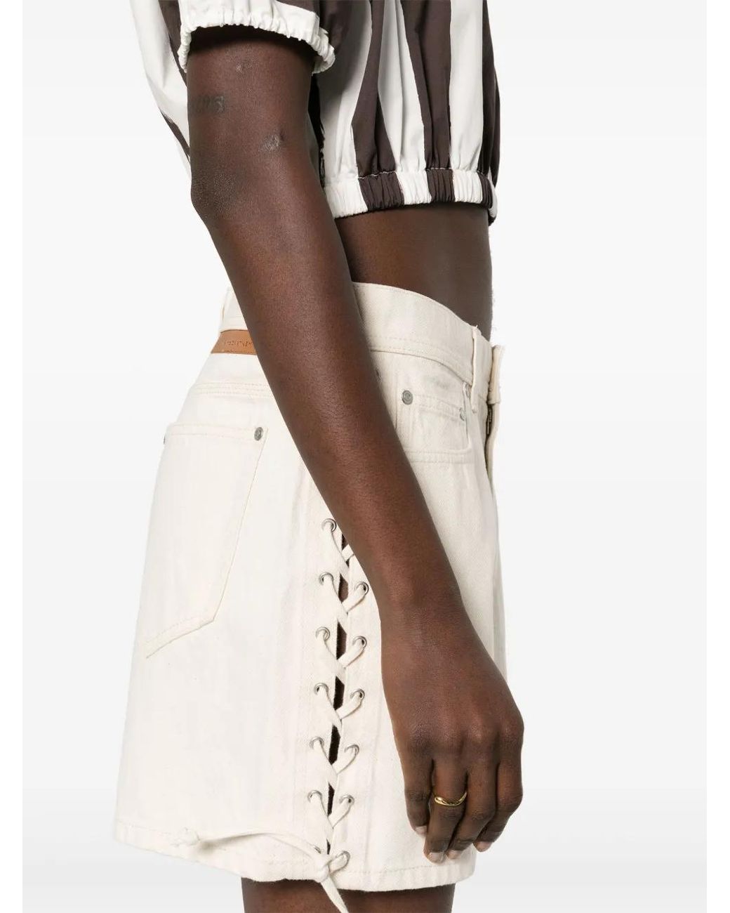 Stella McCartney Natural Lace-Up Cotton Shorts