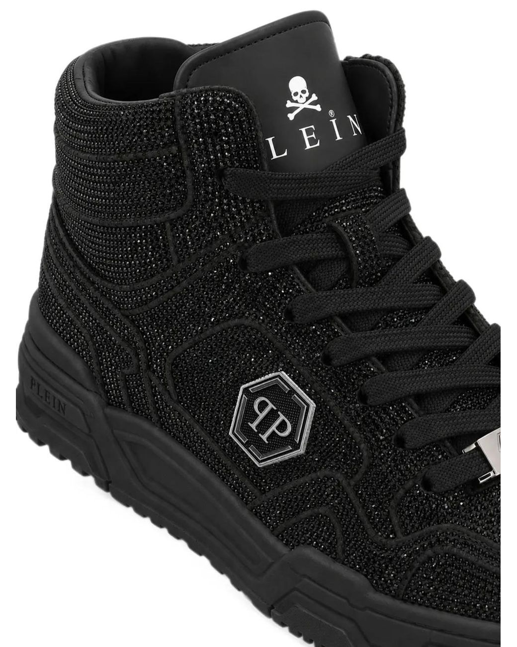 Philipp Plein Black Mid Top Predator V2 Strass Sneakers