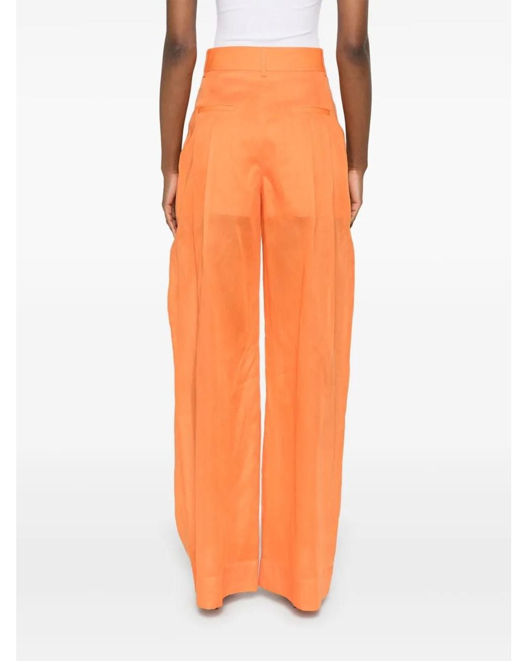 Alberta Ferretti Orange Cotton Maxi Skirt