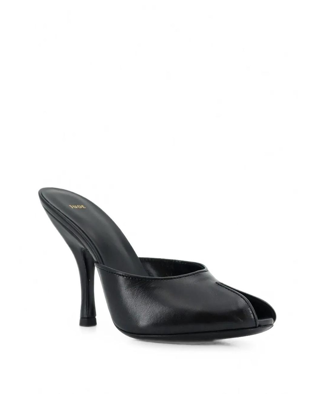 Jude Black Sandales Date Mule En Cuir À Bout Ouvert