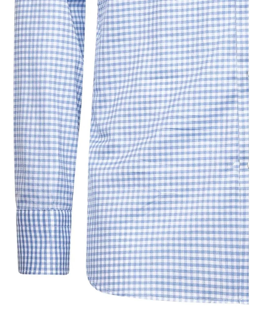 D4.0 Blue Checked Cotton Shirt for men