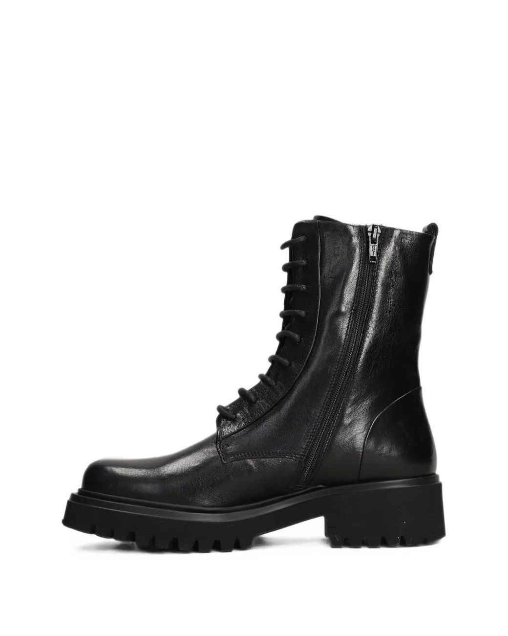 Evaluna Black Lace-Up Leather Boots