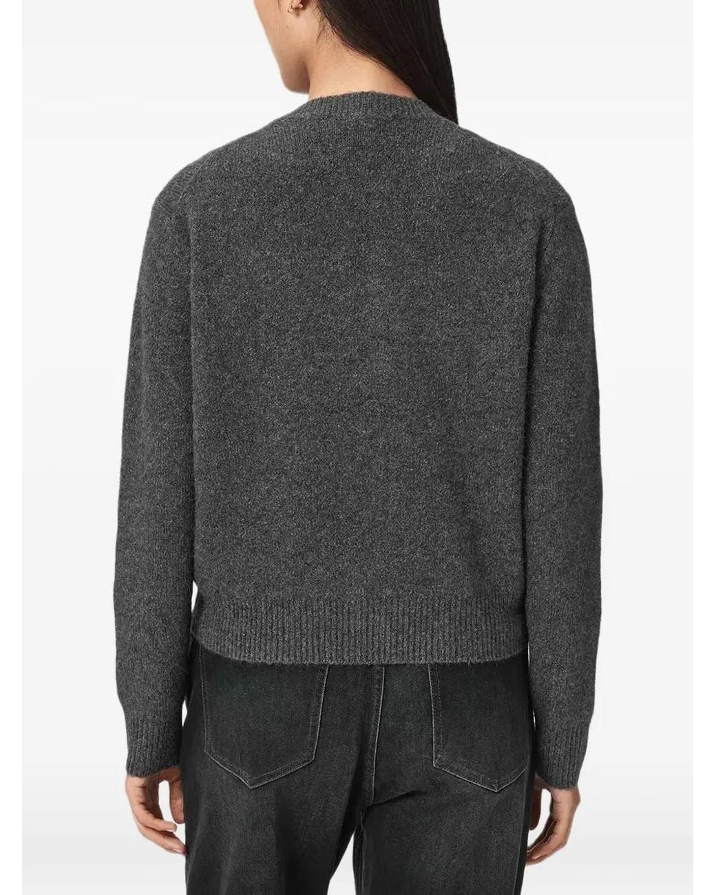 AllSaints Gray Effie Zip-Up Knitted Cardigan