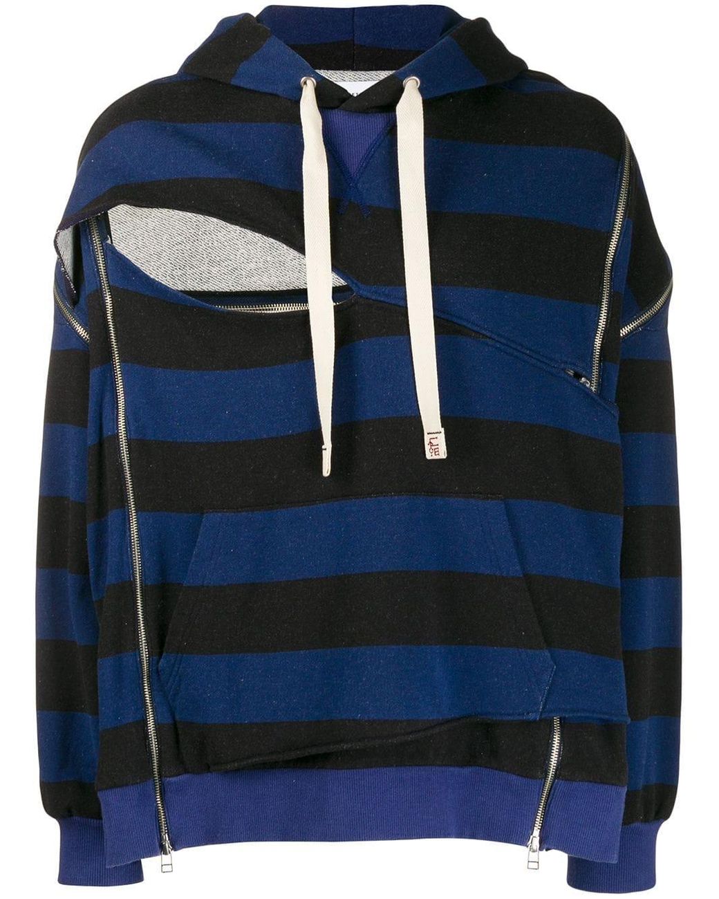 Facetasm Zip Detail Striped Hoodie in Black for Men | Lyst