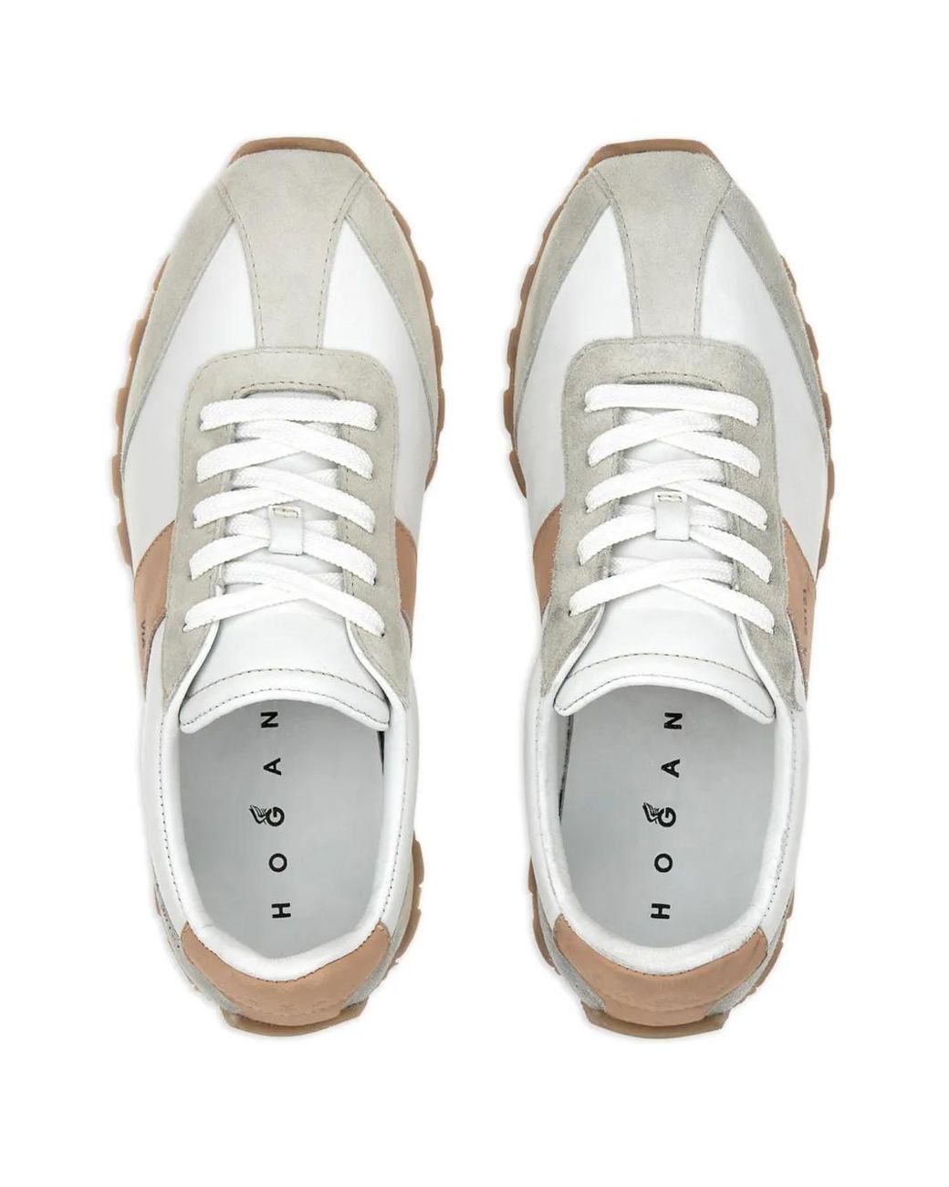Hogan White H671 Panelled Leather Sneakers