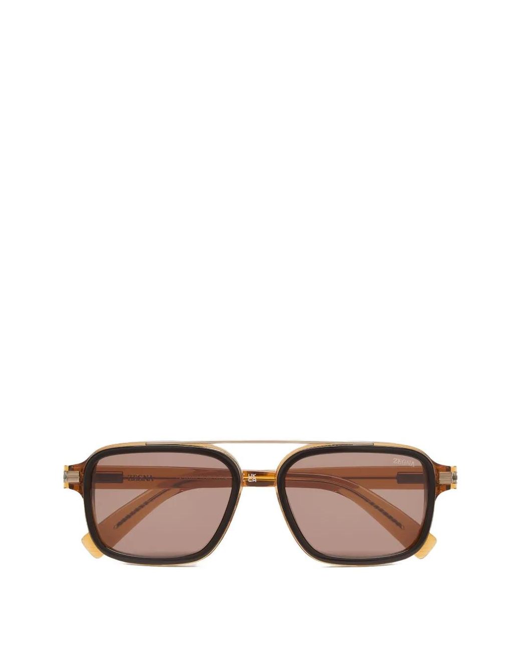 Zegna Brown Square-Frame Sunglasses