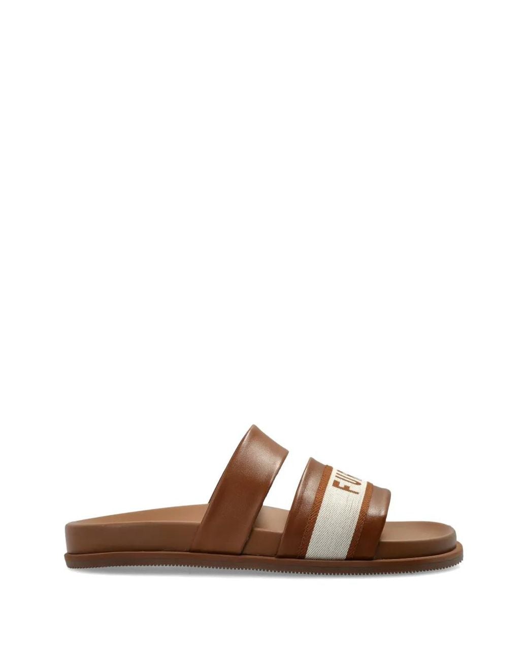 Furla Brown Logo Stripe Sandals