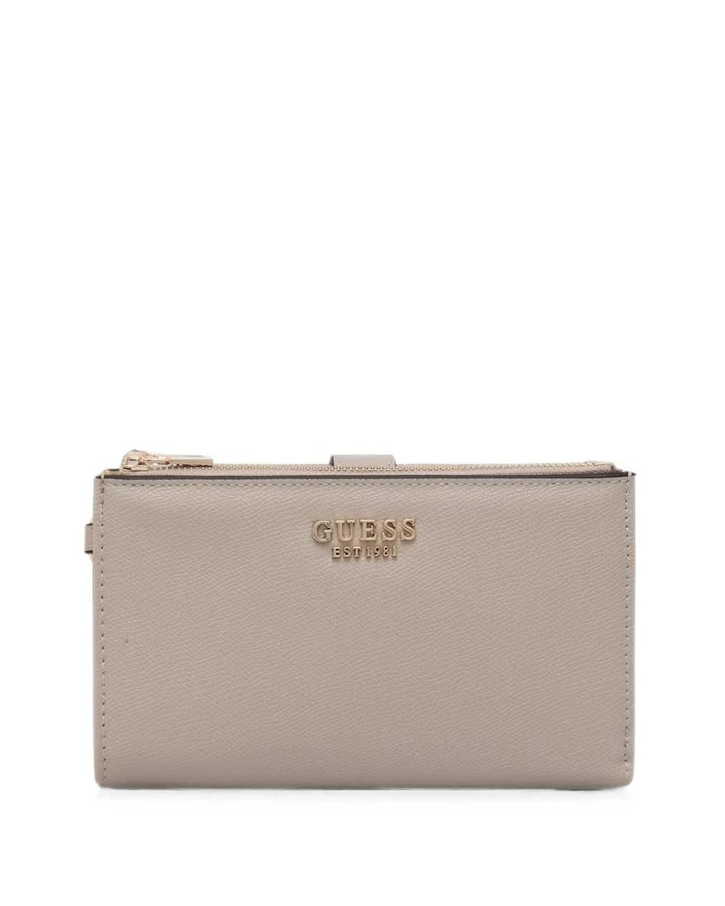 Guess Gray Logo-Plaque Wristlet Wallet