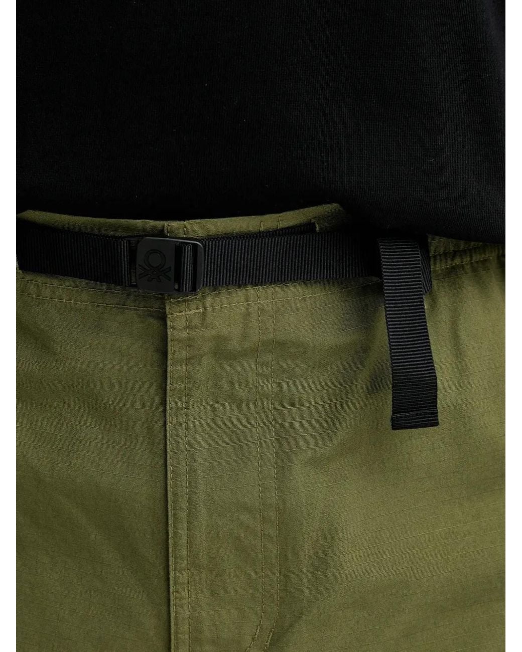 Benetton Green Elasticated Straight-Leg Trousers for men