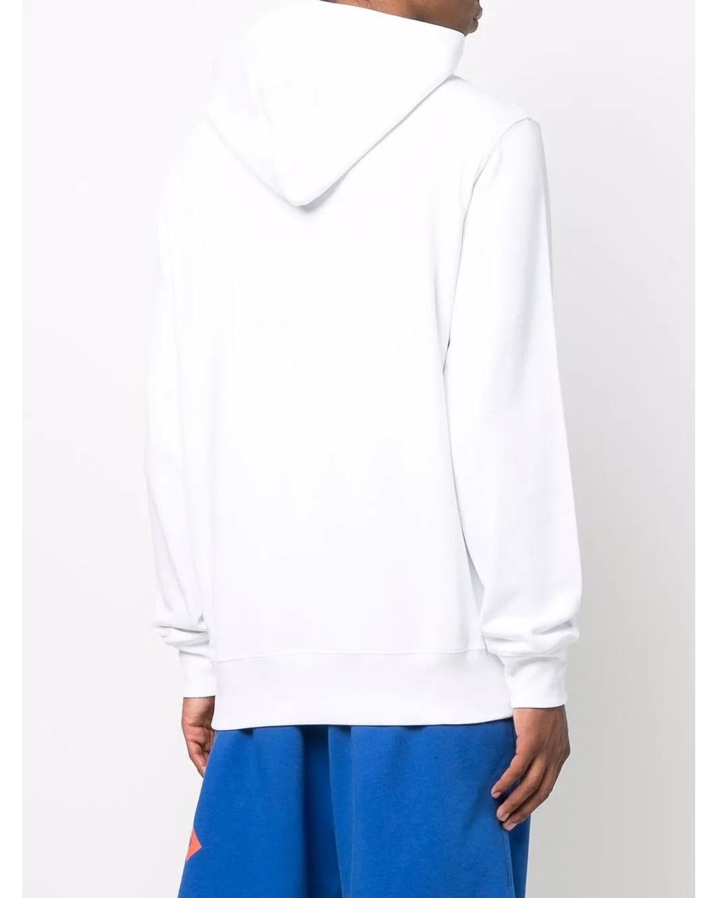 Moschino White Logo-Print Organic-Cotton Hoodie for men