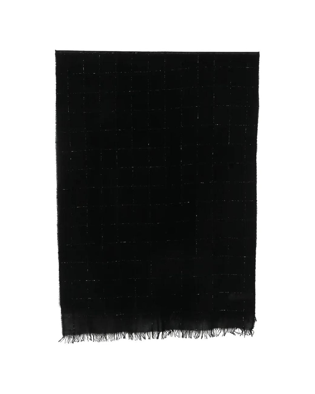 Fabiana Filippi Black Check Frayed-Edge Scarf