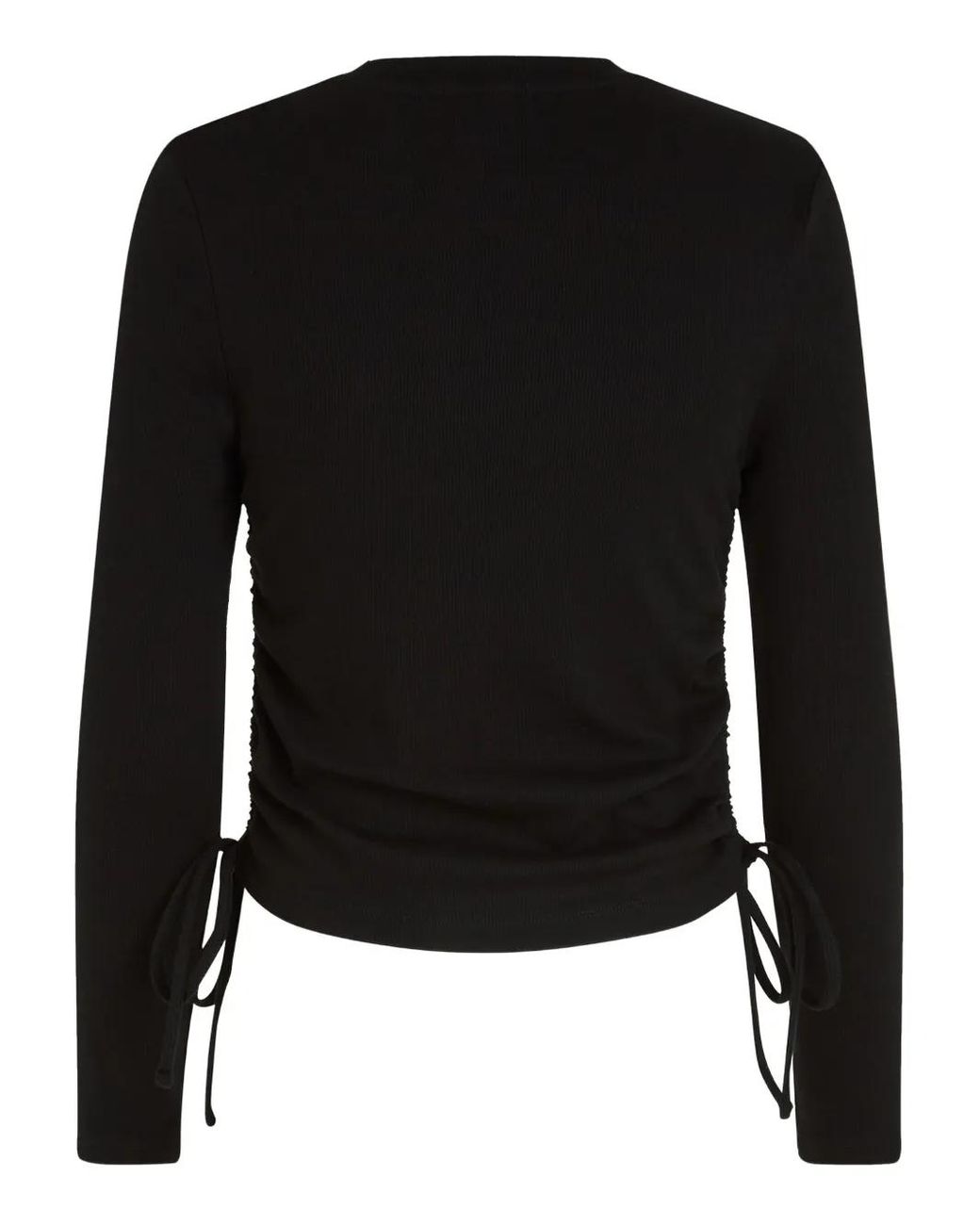 Karl Lagerfeld Black Ruched Ribbed Top