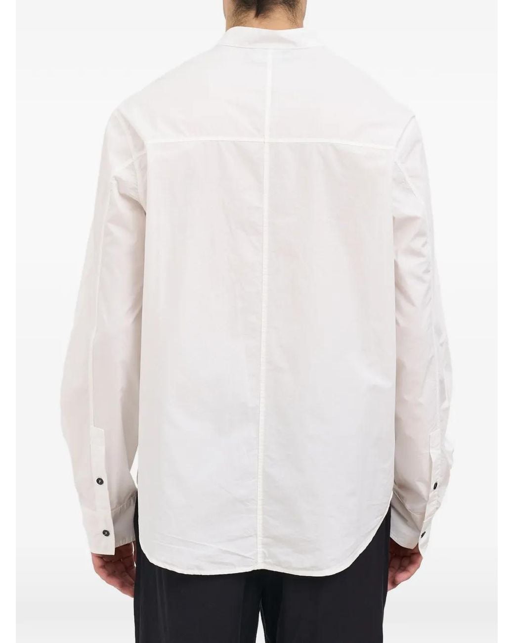 Andrea Ya'aqov White Mock-Neck Chest-Pocket Shirt for men