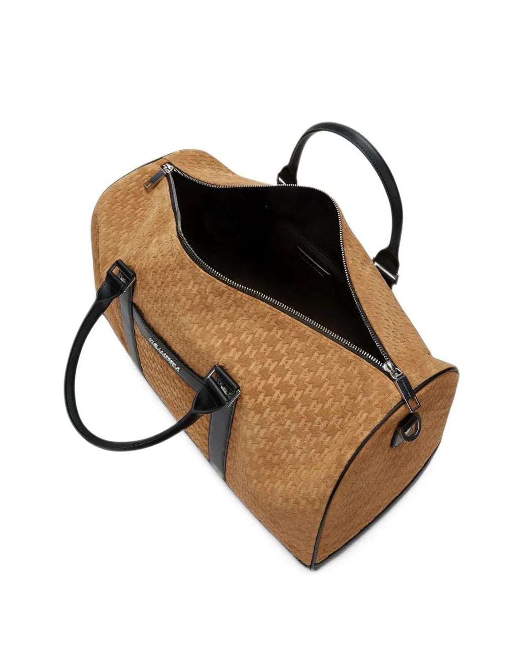 Karl Lagerfeld Brown Monogram Suede Weekender Bag for men