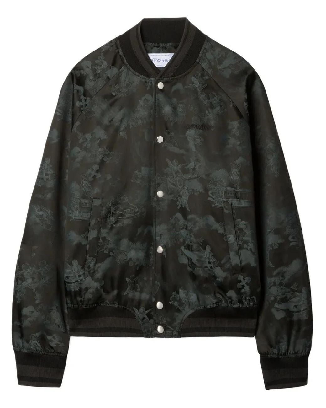 Off-White c/o Virgil Abloh Black Fresco Souvenir Varsity Bomber Jacket for men