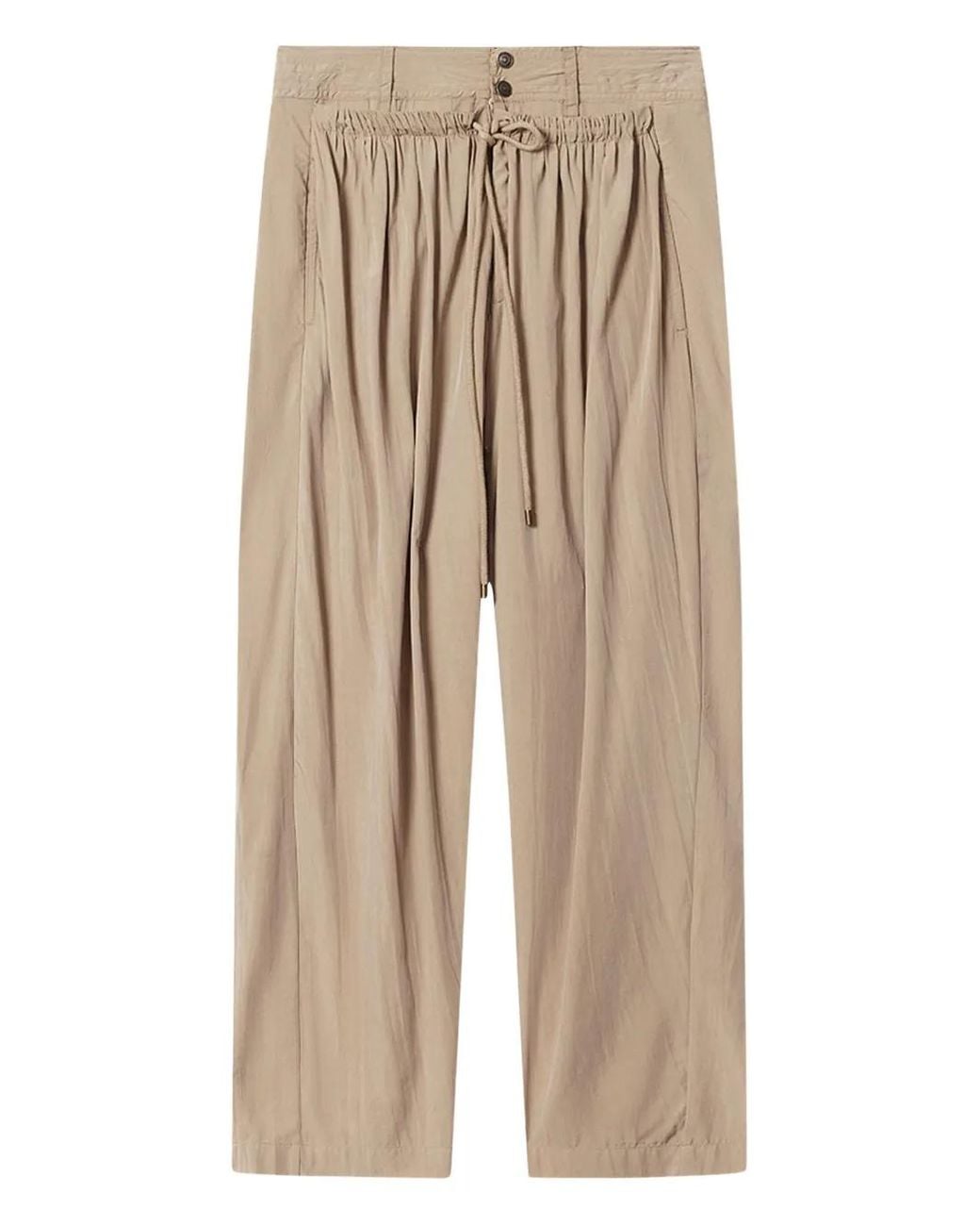 Isabel Marant Natural Inaya Wide-Leg Layered Waistband Pants