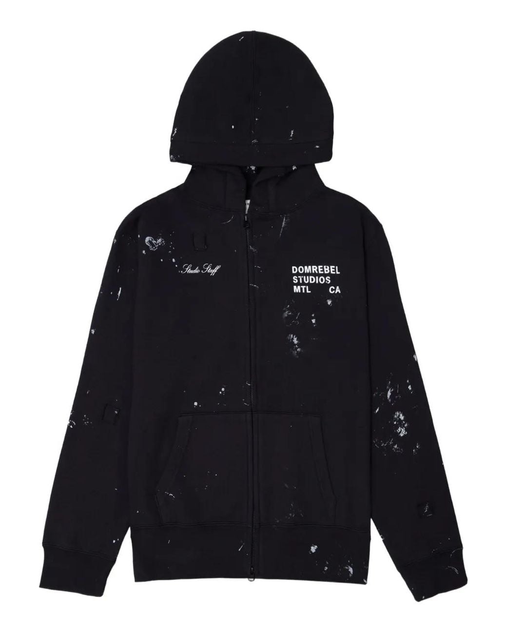 DOMREBEL Blue Staff Paint-Splatter Zip Hoodie for men