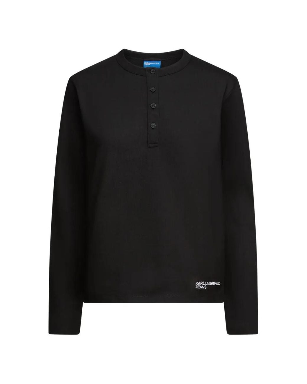 Karl Lagerfeld Black Logo-Detail Henley Top
