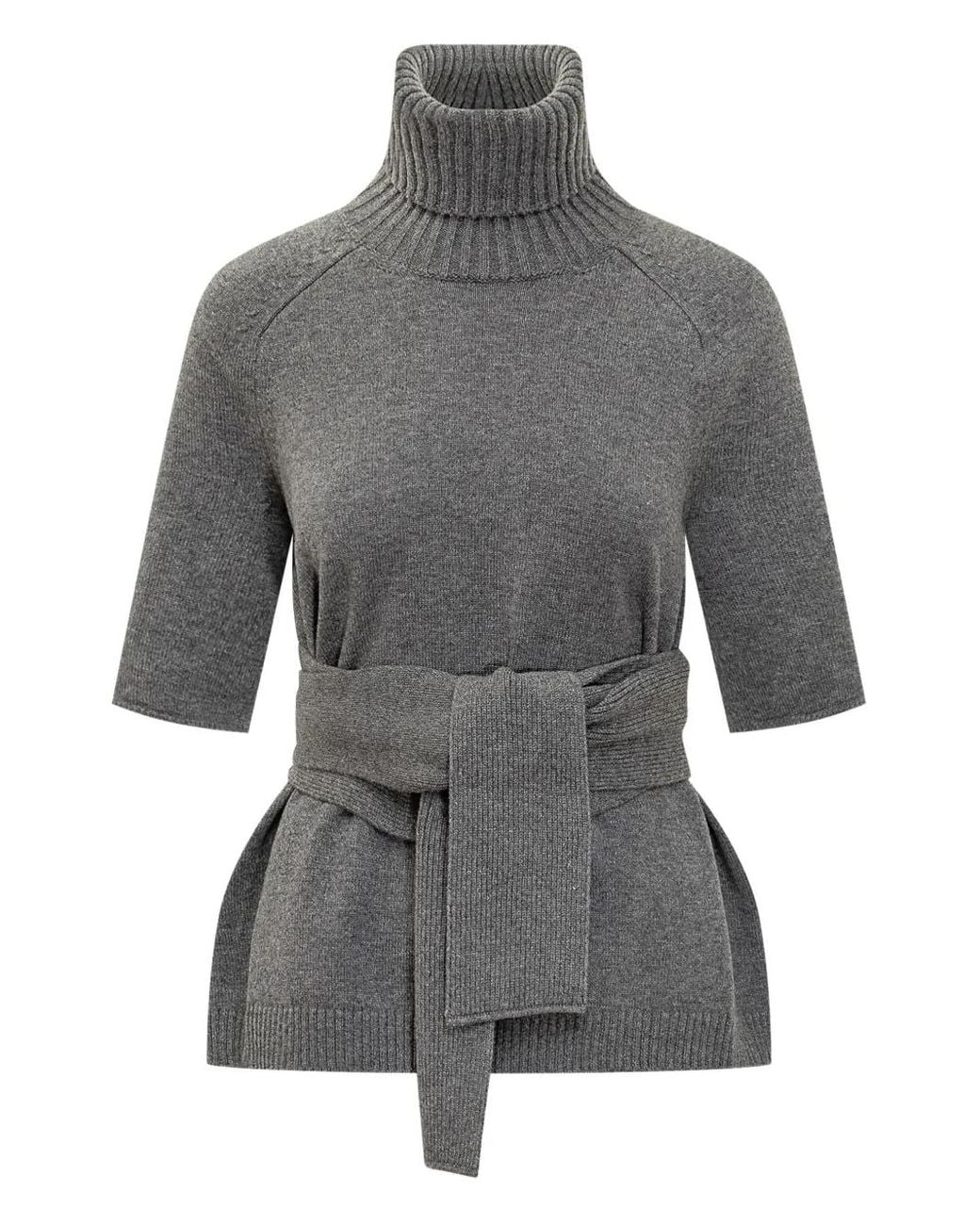 Lanvin Gray Short-Sleeved Sweater With Belt By